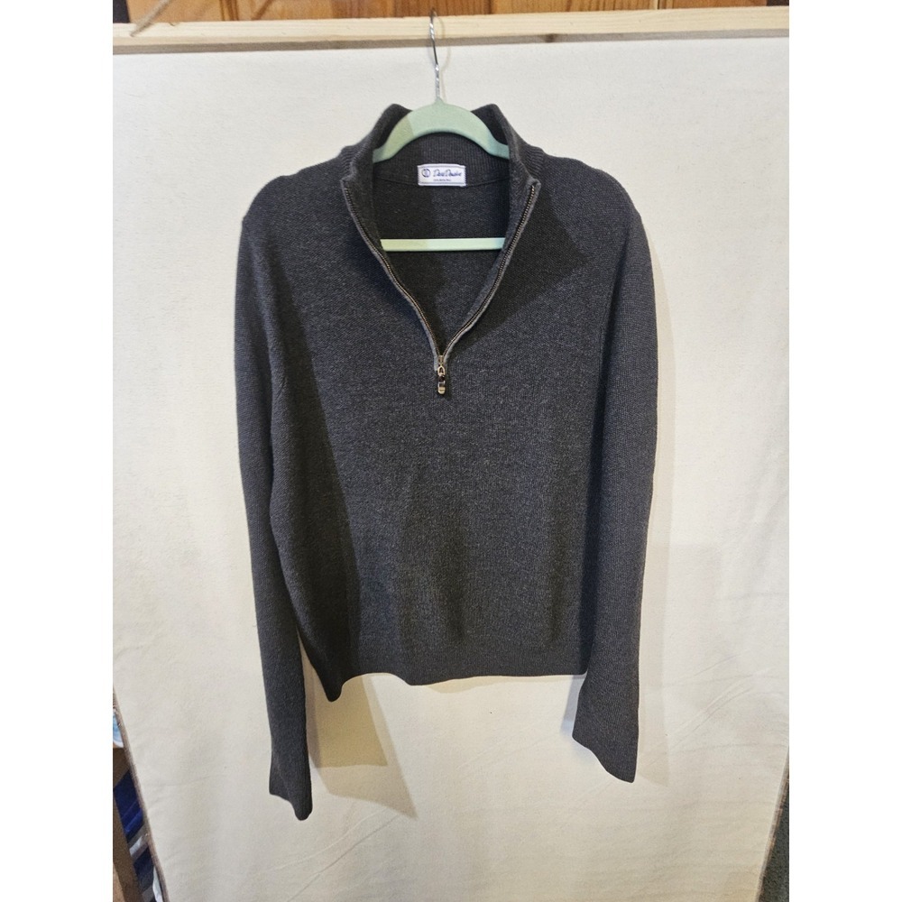 David Donahue Sweater Adult Large Gray Merino Wool 1/4 Zip‎ Pullover Sweatshirt